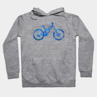 Downhill mountain bike watercolor  blue Hoodie